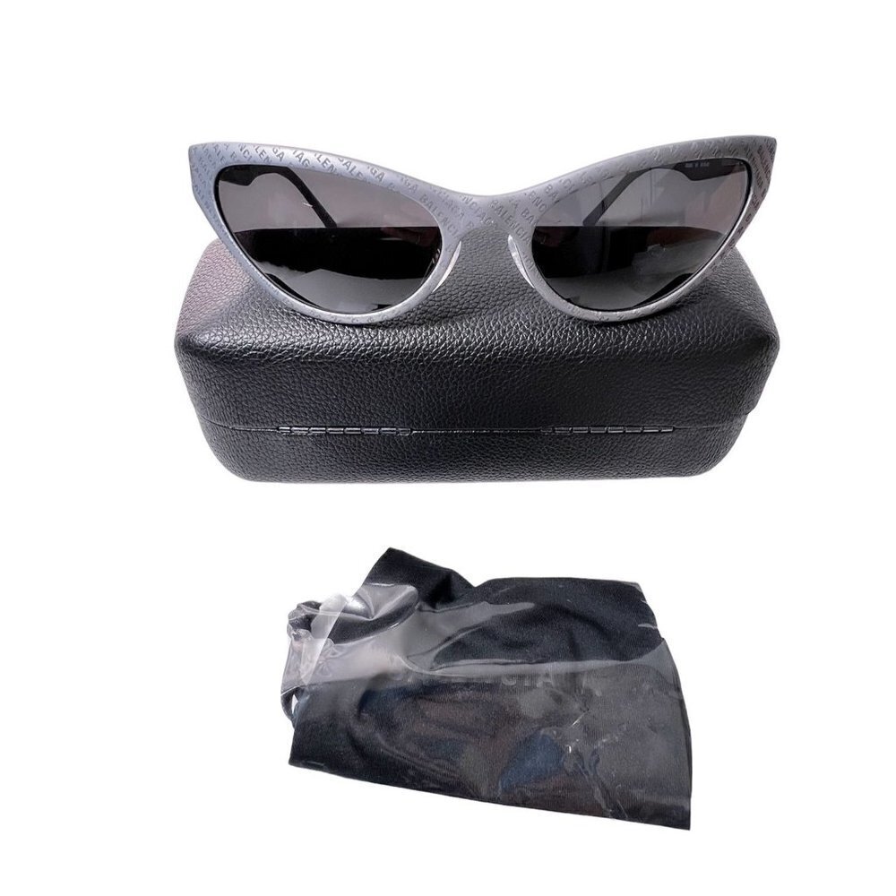Balenciaga Logo Womens Grey Aluminum Metal Frame UV Sunglasses with Case New - Picture 3 of 15
